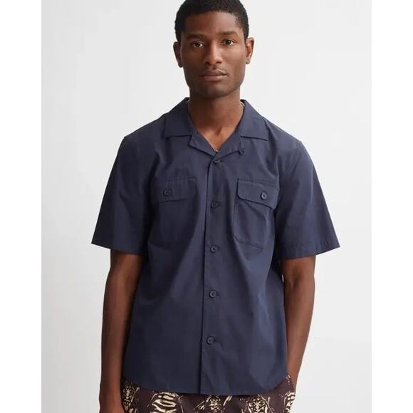 Saturdays New York NYC Navy Blue Short Sleeve Button Down Hanley XXL - Picture 1 of 4